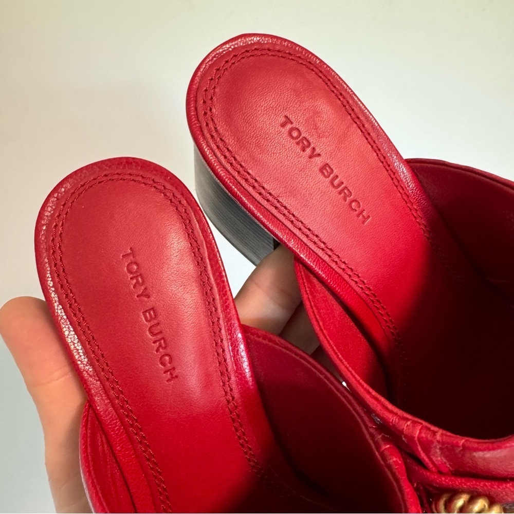 Tory Burch Red Mules with Gold Accent - Picture 4 of 9